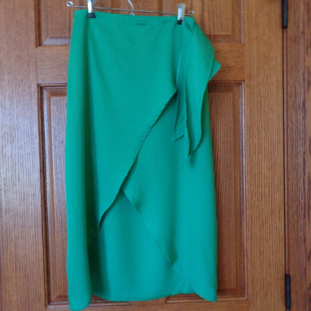 Silky faux wrap skirt by Strut & Bolt